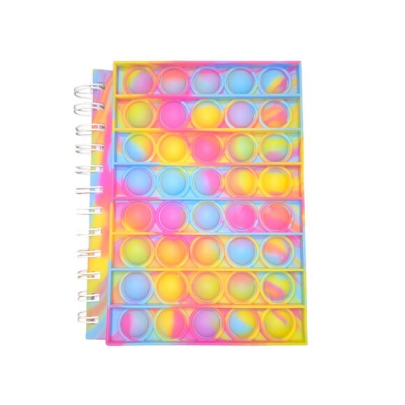 Colorful Fidget Bubble Pop Notebook Tie Dye Rainbow Spiral Journal - Picture 5 of 5
